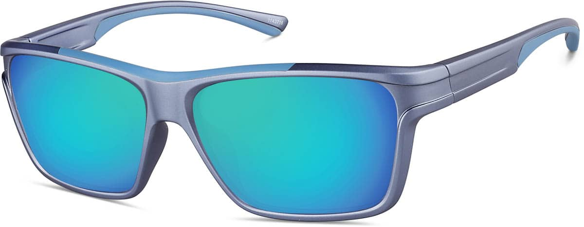 Angle view of Premium Rectangle Sunglasses 1143716 in Blue