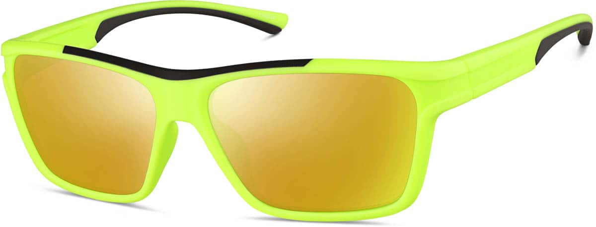 Angle view of Premium Rectangle Sunglasses 1143724 in Yellow