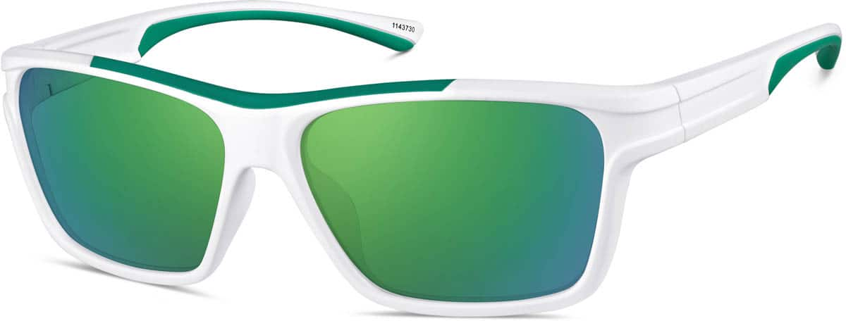 Angle view of Premium Rectangle Sunglasses 1143730 in White