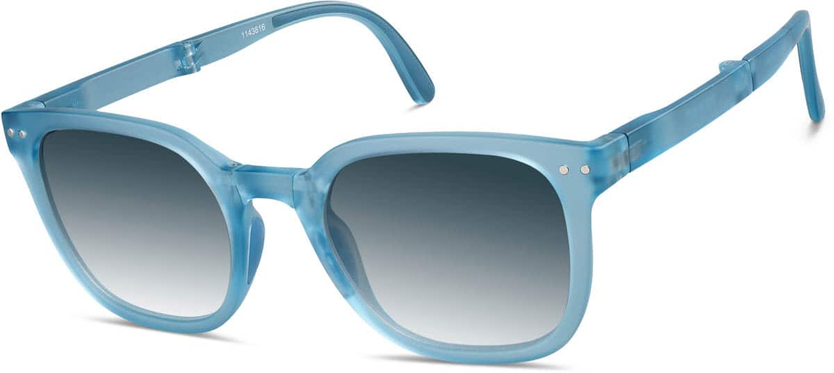 Angle view of Foldable Square Sunglasses 1143816 in Blue