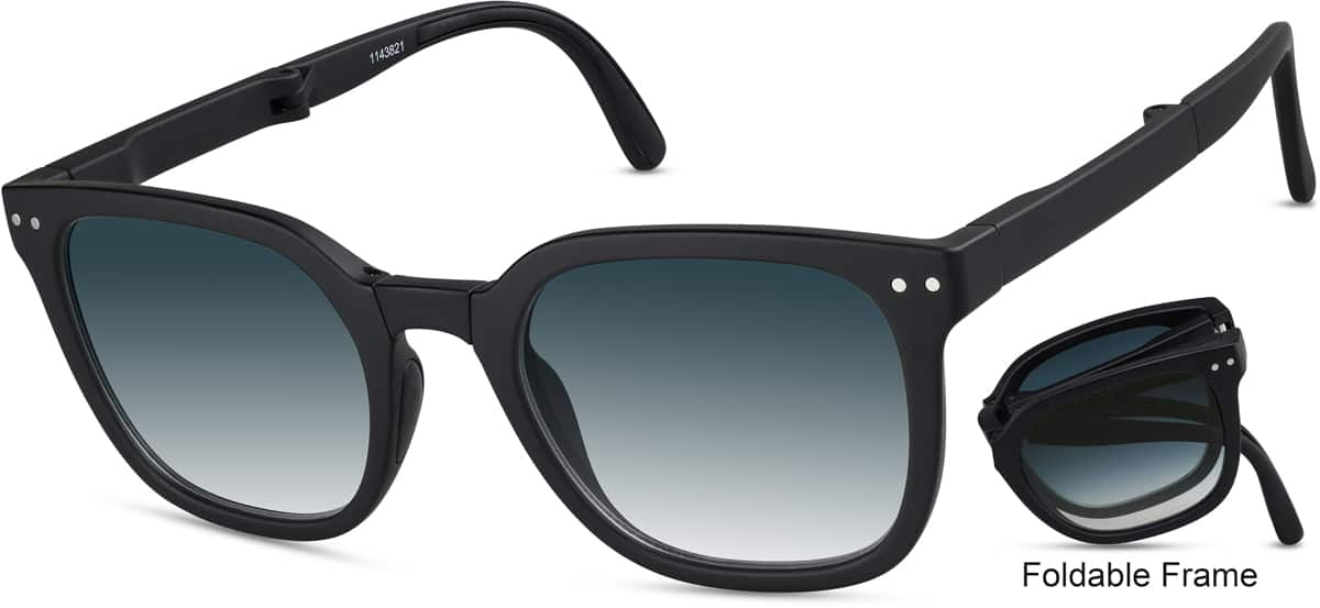 Angle view of Foldable Square Sunglasses 1143821 in Black