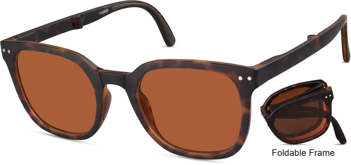 Angle view of Foldable Square Sunglasses 1143825 in Tortoiseshell