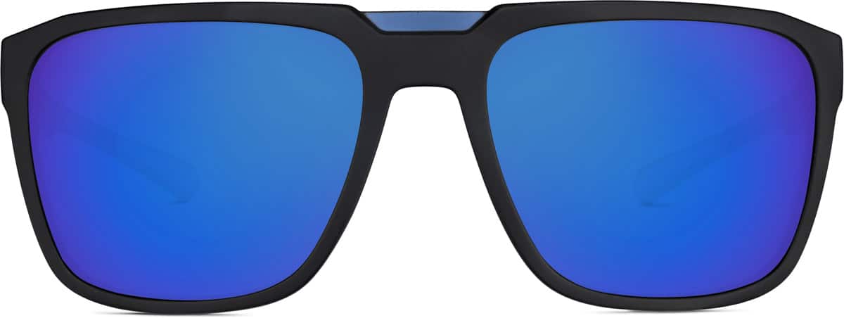 Zenni Square RX Sunglasses Blue Plastic Full Rim Frame, Custom Engraving, Blokz Blue Light Glasses, 1144116
