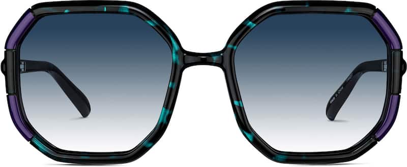 Black/Teal Geometric Sunglasses