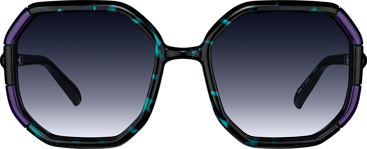 Black/Teal Geometric Sunglasses