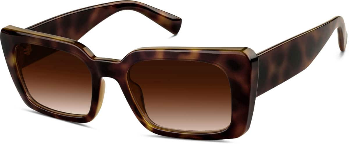 Angle view of Rectangle Sunglasses 1144425 in Tortoiseshell