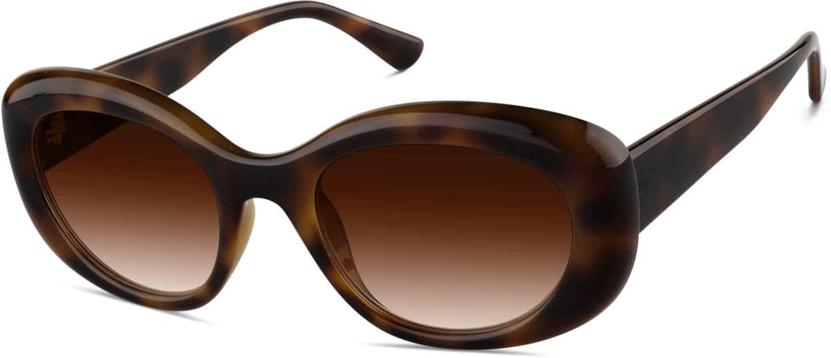 Angle view of Oval Sunglasses 1144525 in Tortoiseshell