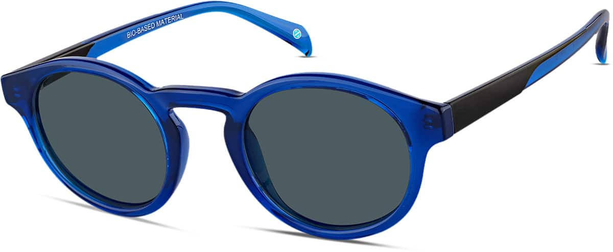 Angle view of Round Sunglasses 1144716 in Blue