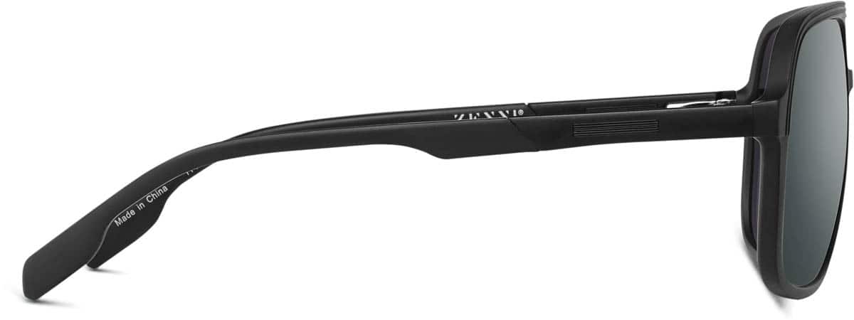 Zenni Sporty Aviator RX Sunglasses Black Plastic Full Rim Frame, Spring Hinges, Blokz Blue Light Glasses, 1144821
