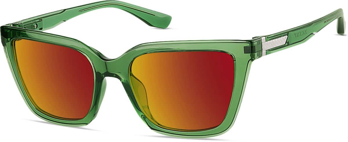 Angle view of Square Sunglasses 1145024 in Green