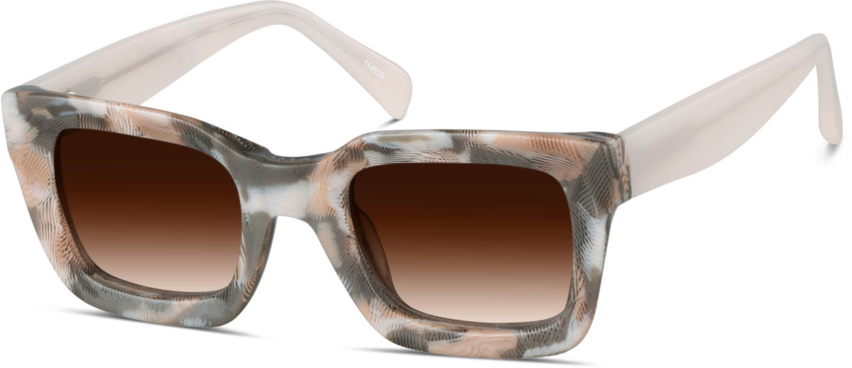Zenni Womens Square Rx Sunglasses Pattern Plastic Full Rim Frame