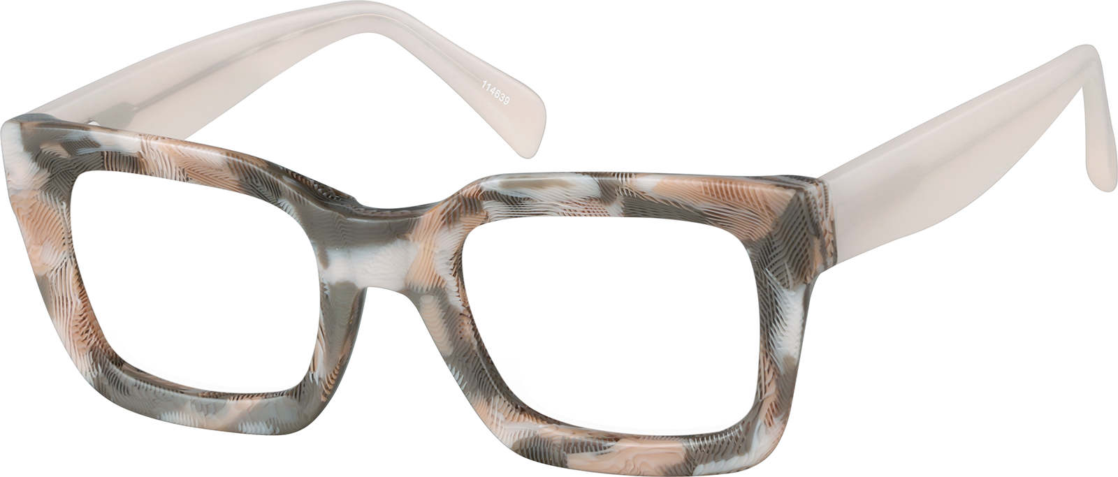 Angle view of Premium Square Sunglasses 114639 in Blush Pattern