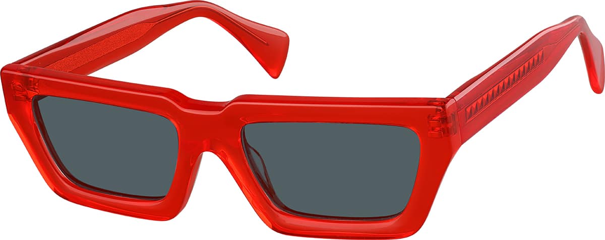 Angle view of Premium Rectangle Sunglasses 114818 in Red