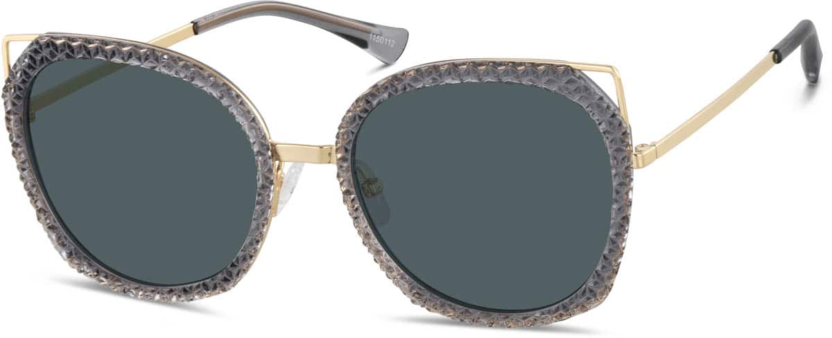 Angle view of Premium Cat-Eye Sunglasses 1150112 in Gray