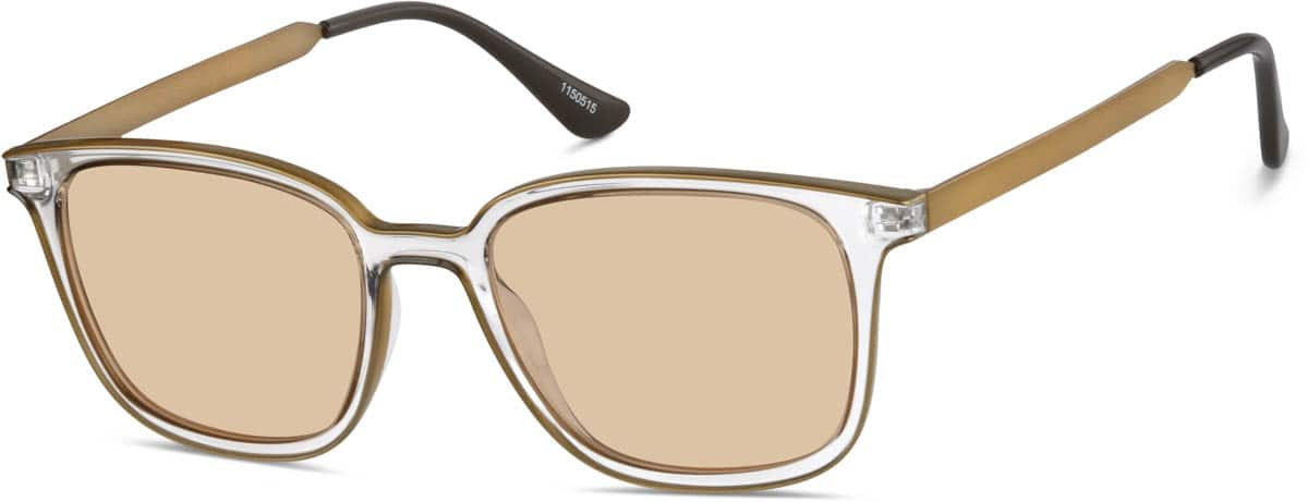 Angle view of Premium Square Sunglasses 1150515 in Tawny