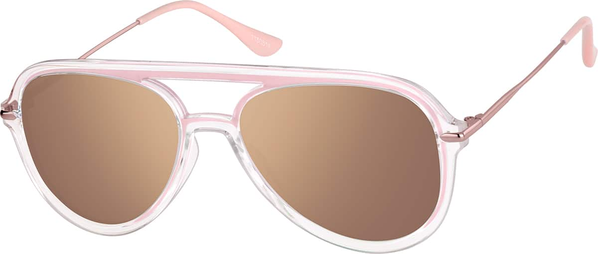 Angle view of Premium Aviator Sunglasses 1150819 in Pink