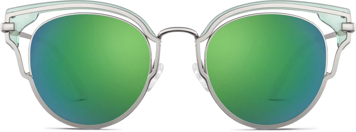 Front view of Premium Round Sunglasses 1151011 in Silver