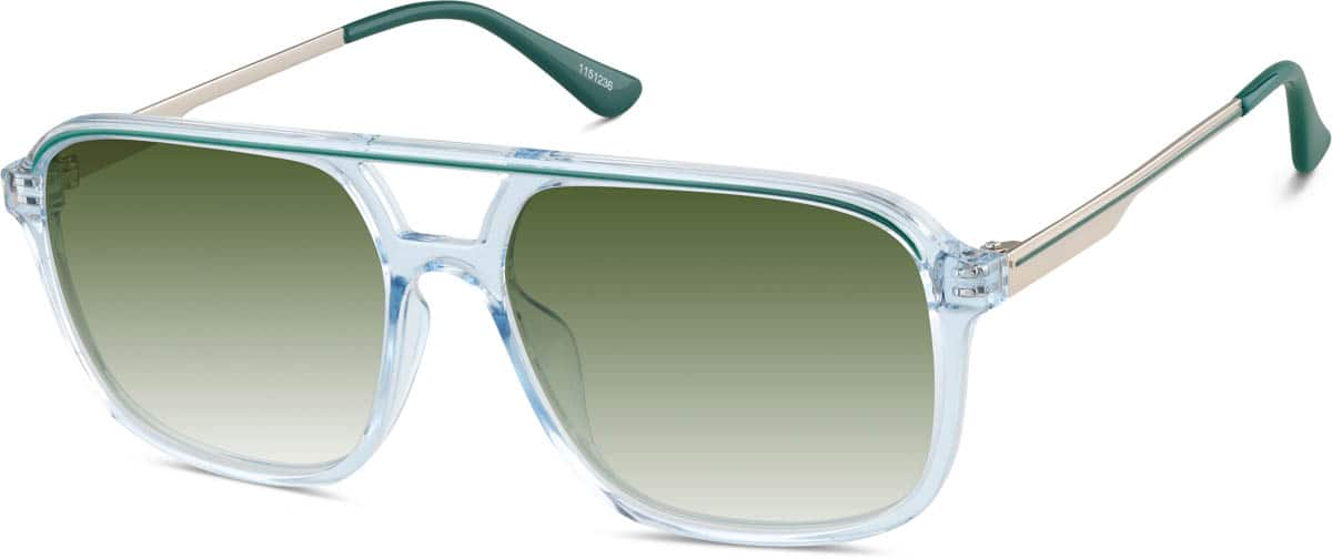 Angle view of Premium Aviator Sunglasses 1151236 in Blue/Green