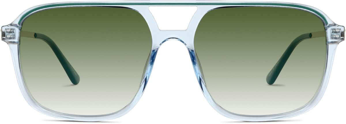 Front view of Premium Aviator Sunglasses 1151236 in Blue/Green