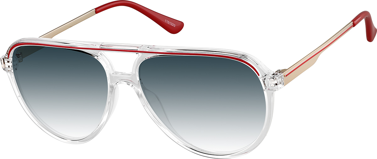 Zenni Retro Aviator Rx Sunglasses Clear Mixed Full Rim Frame