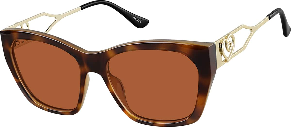 Angle view of Premium Square Sunglasses   1151425 in Tortoiseshell