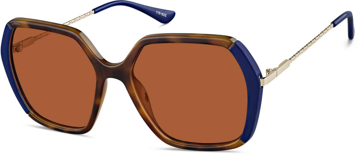 Angle view of Premium Geometric Sunglasses 1151625 in Tortoiseshell