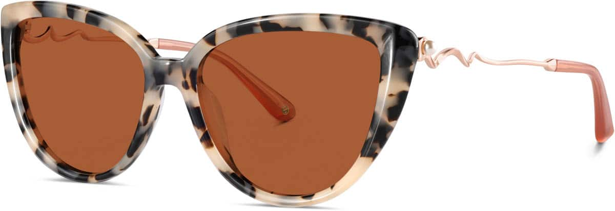 Angle view of Cat-Eye Sunglasses 1151735 in Ivory Tortoiseshell