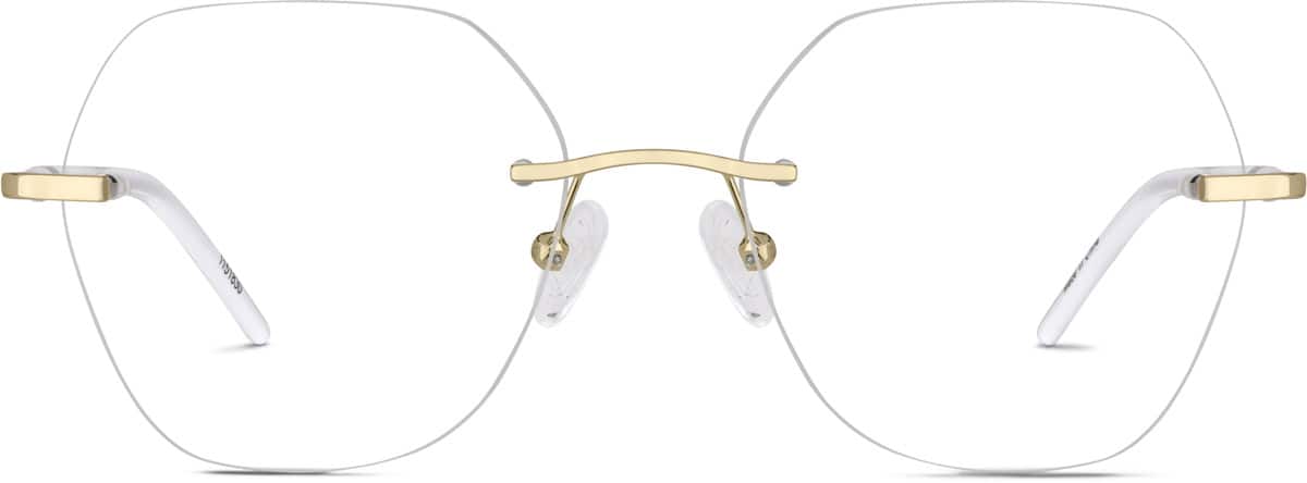 Front view of Customizable Rimless Glasses 1151830 in Gold