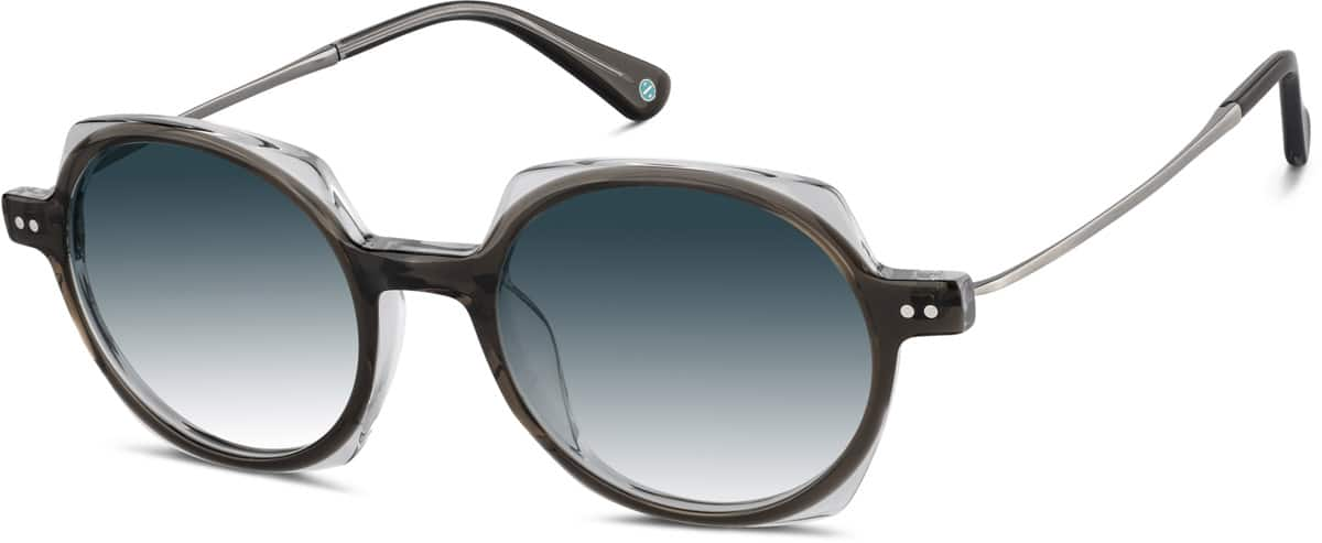 Angle view of Premium Round Sunglasses 1151912 in Gray