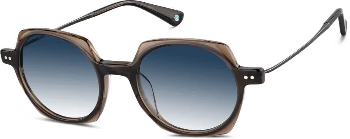 Angle view of Round Sunglasses 1151915 in Brown