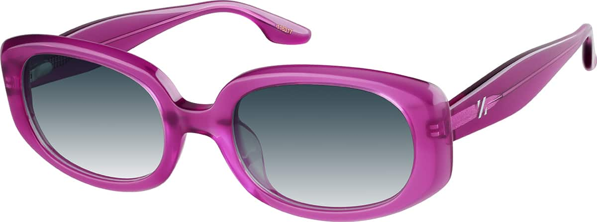 Angle view of Premium Oval Sunglasses 115317 in Fuchsia