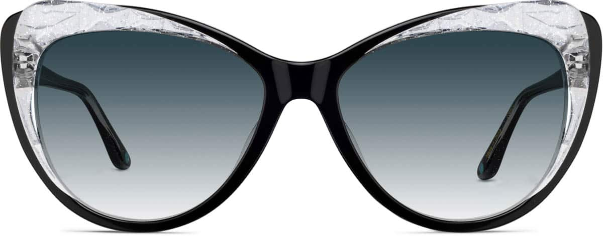 Front view of Premium Cat-Eye Sunglasses 115421 in Black