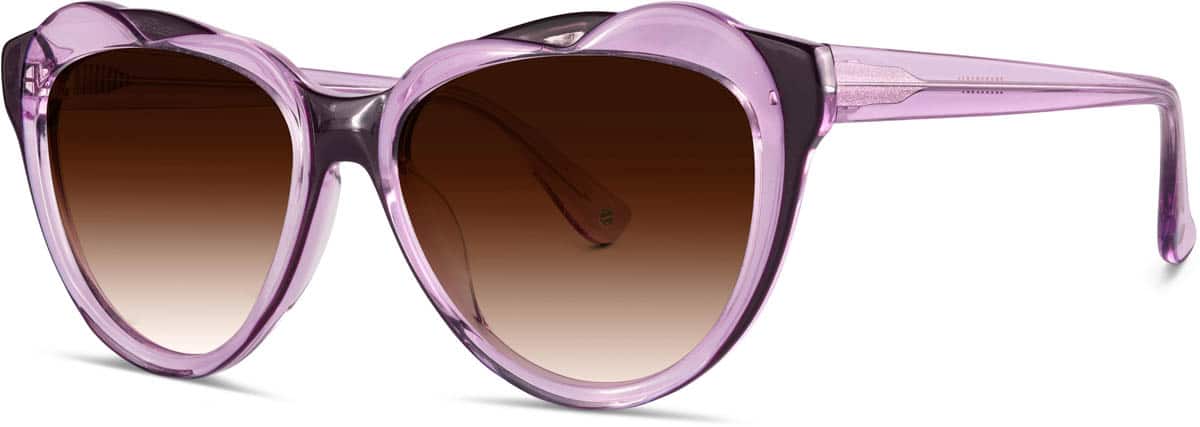 Angle view of Premium Heart-Shaped Sunglasses 115517 in Purple