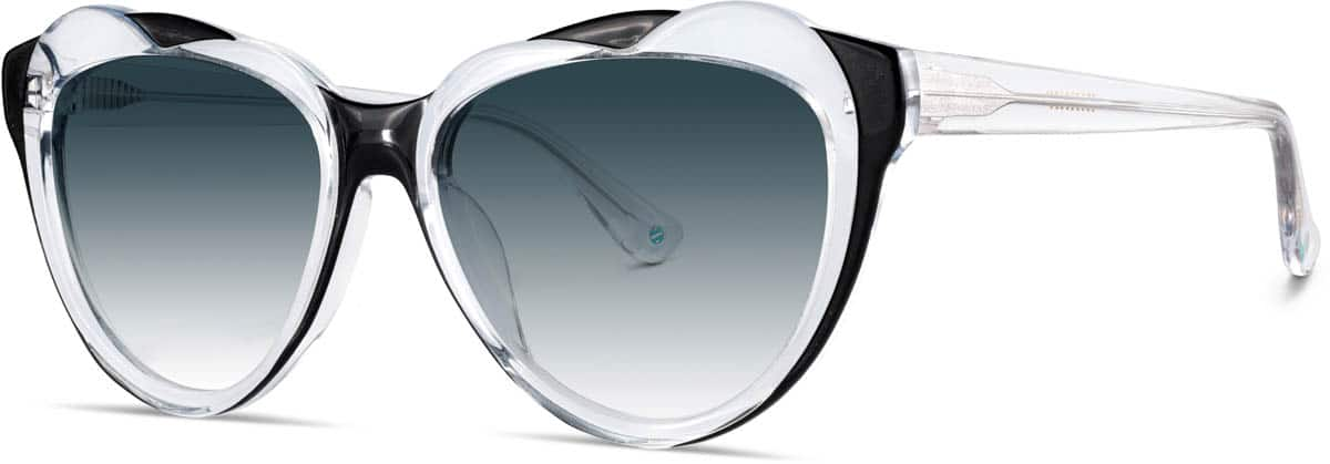 Angle view of Premium Heart-Shaped Sunglasses 115523 in Clear