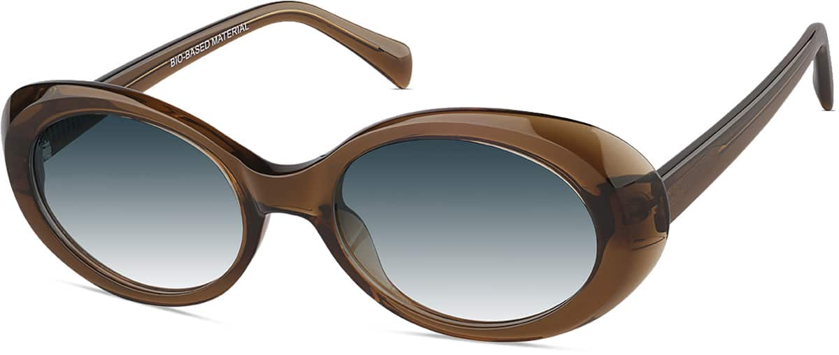 Angle view of Oval Sunglasses 115915 in Brown