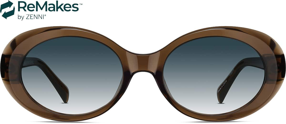 Front view of Oval Sunglasses 115915 in Brown