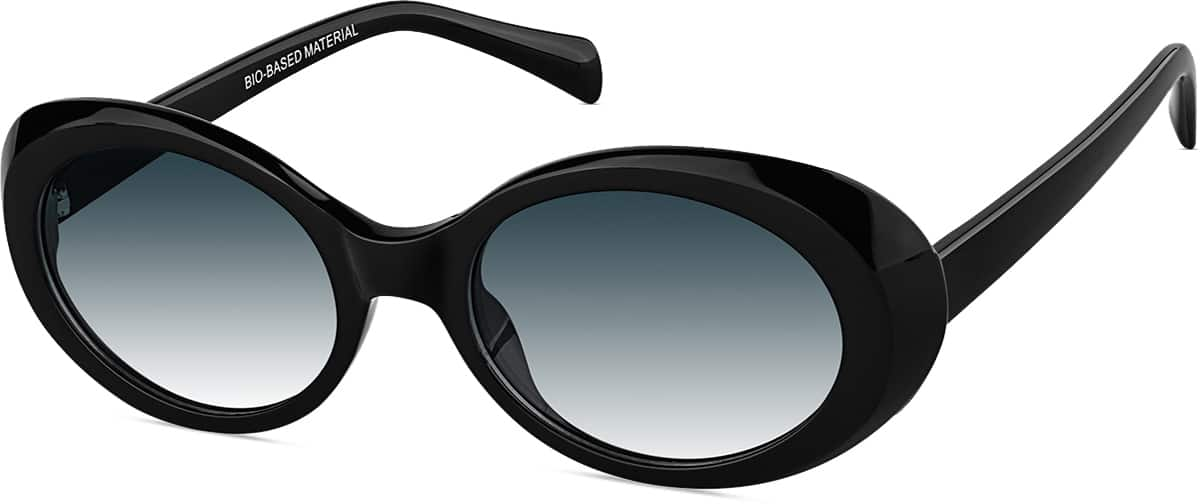 Angle view of Oval Sunglasses 115921 in Black