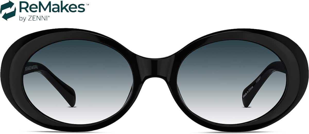 Front view of Oval Sunglasses 115921 in Black