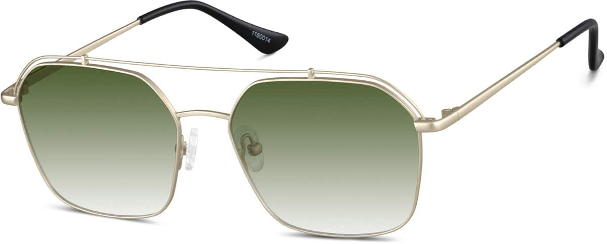 Angle view of Premium Aviator Sunglasses 1160014 in Antique Gold