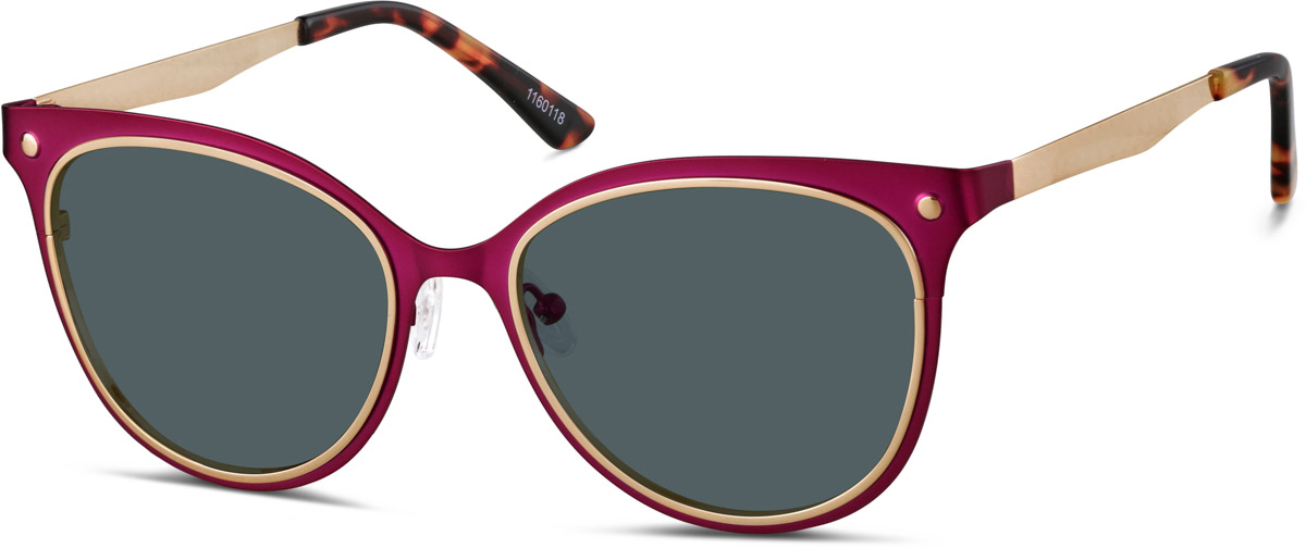 Zenni Womens Cat-Eye Rx Sunglasses Red Stainless Steel Full Rim Frame