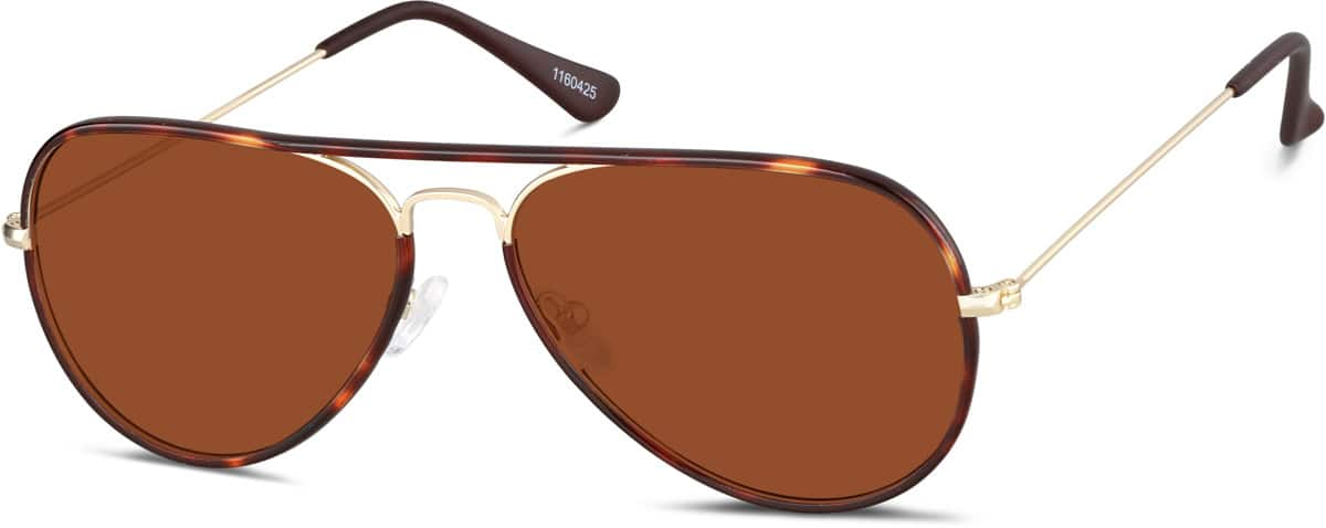 Angle view of Premium Aviator Sunglasses 1160425 in Tortoiseshell