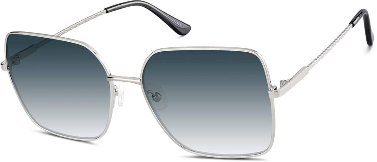 Angle view of Premium Square Sunglasses 1160511 in Silver