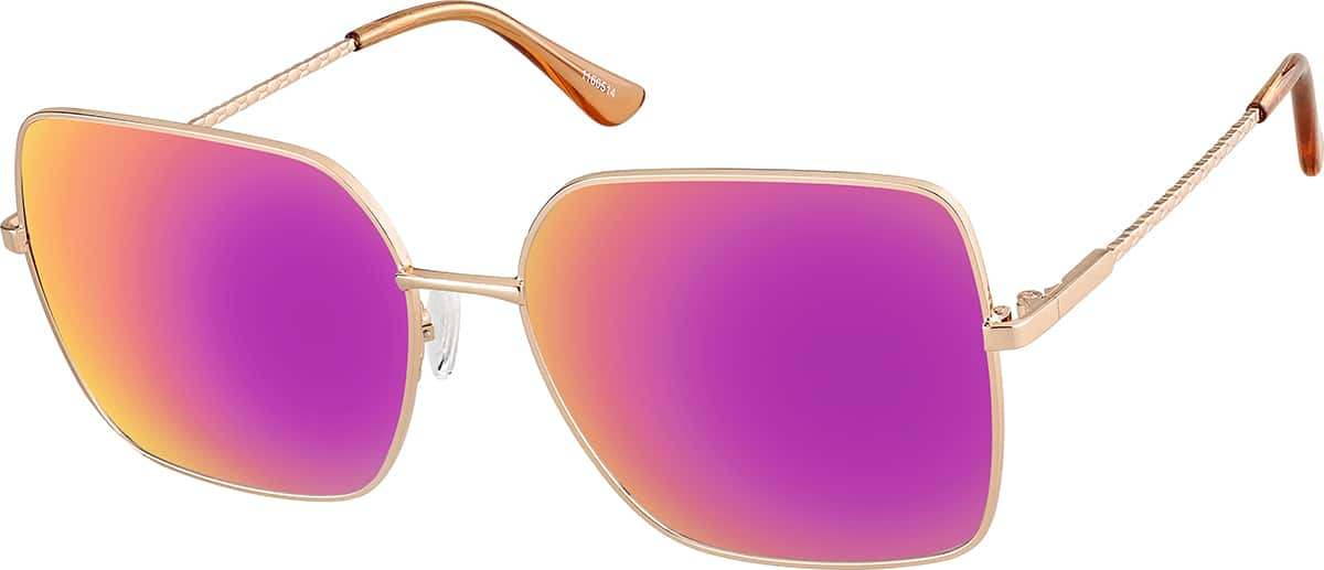 Angle view of Premium Square Sunglasses 1160514 in Rose Gold