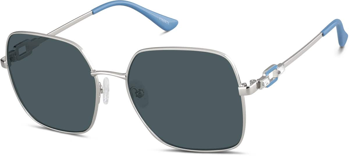 Angle view of Square Sunglasses 1160611 in Silver