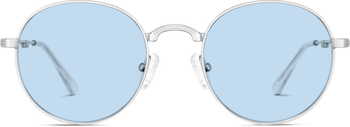 Front view of Foldable Round Sunglasses 1161011 in Silver