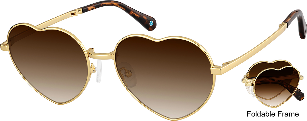 Gold Foldable Stainlees Steel Heart Frames #1161614 | Zenni  display picture 1