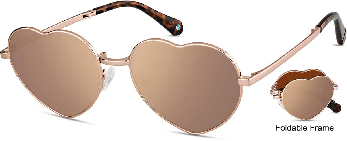 Angle view of Foldable Stainlees Steel Heart Frames 1161619 in Rose Gold