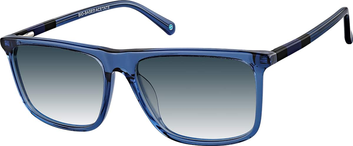 Angle view of Rectangle Sunglasses 116216 in Blue