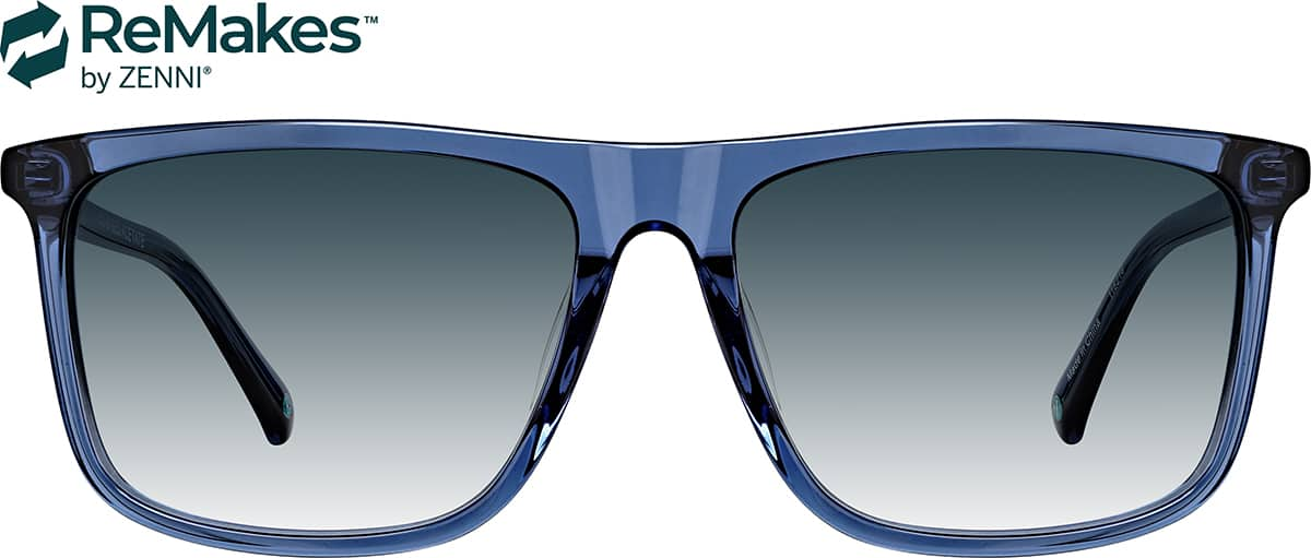 Front view of Rectangle Sunglasses 116216 in Blue