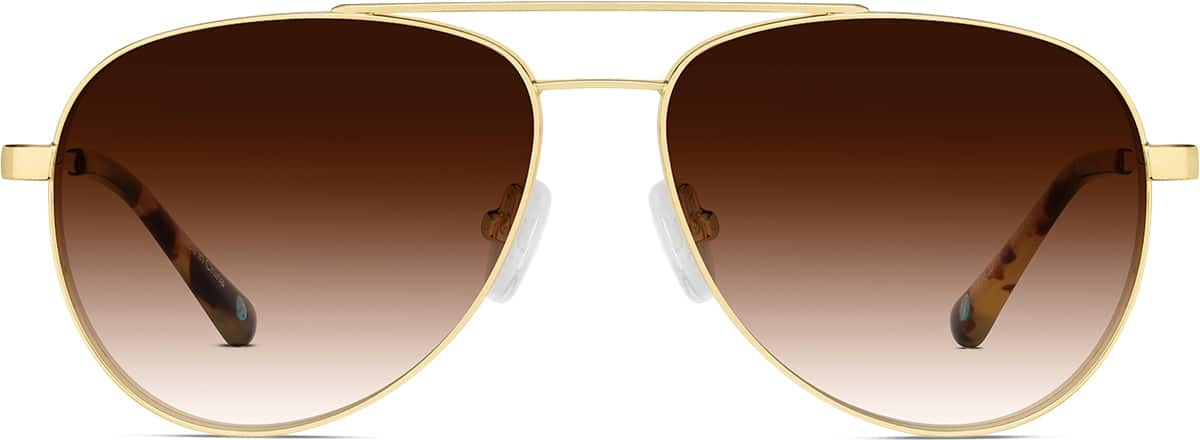 Front view of Aviator Sunglasses 1162314 in Gold